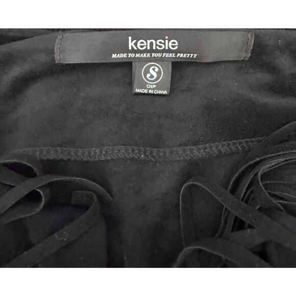 Kensie Small Black Suede Fringe Jacket Polyester - Picture 4 of 10